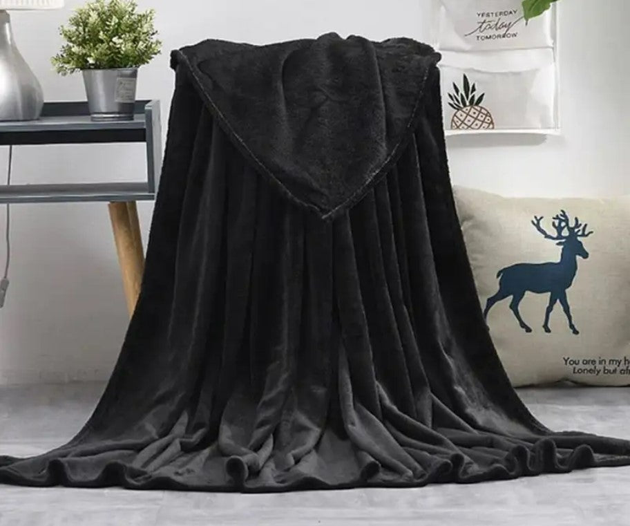 Fleece Throw Blanket - Black